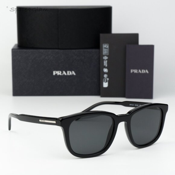 Prada Women Sunglasses Black Grey Square PRA21S 16K08Z NEW AUTHENTIC main image 5